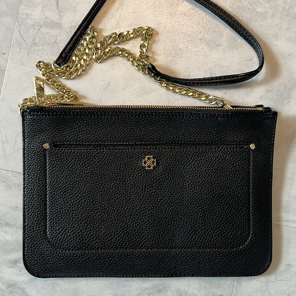 Ann Taylor Handbags - Ann Taylor Mini iPad bag   Wrap gift in this !  genuine leather  black/gold NWT